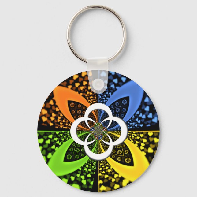 Iridescent Hearts Seamless Polka Dot Abstrakt Art Schlüsselanhänger (Vorderseite)
