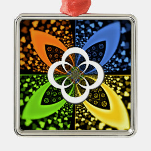 Iridescent Hearts Seamless Polka Dot Abstrakt Art Silbernes Ornament