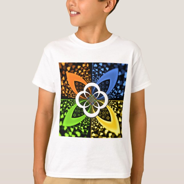Iridescent Hearts Seamless Polka Dot Abstrakt Art T-Shirt (Vorderseite)