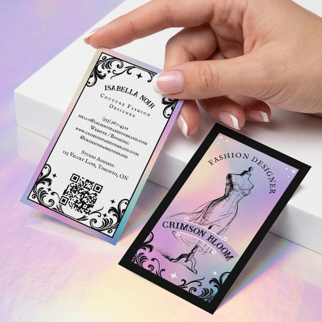 Iridescent Holographic Beauty Couture Fashion  Visitenkarte (Iridescent Holographic Beauty Couture Fashion Business Card)