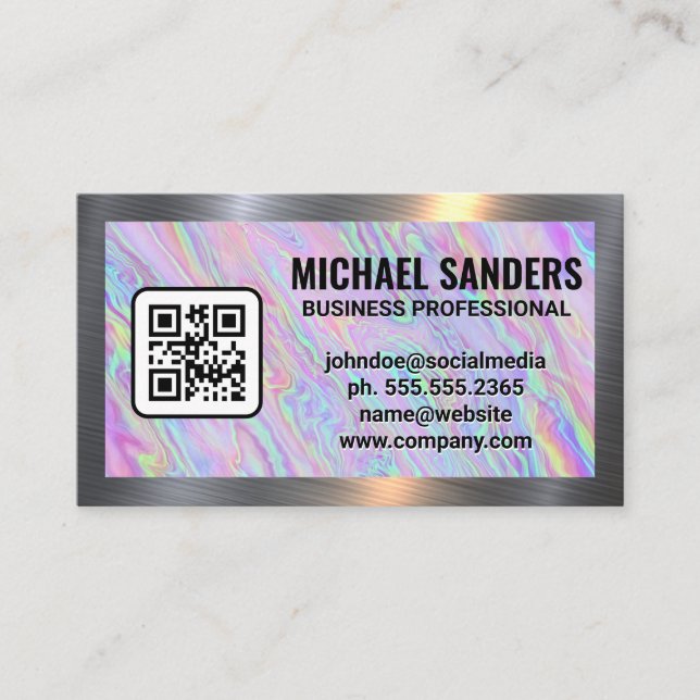 Iridescent Holographic Foil Pastel | Metallgrenze Visitenkarte (Vorderseite)