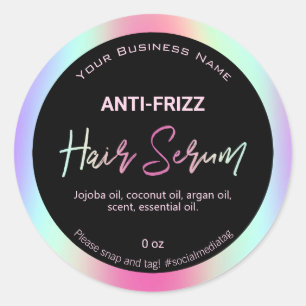 Iridescent Holographic Hair Serum Labels Runder Aufkleber
