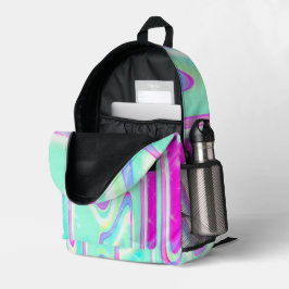 Iridescent Holographic Liquid Swirl Bedruckter Rucksack