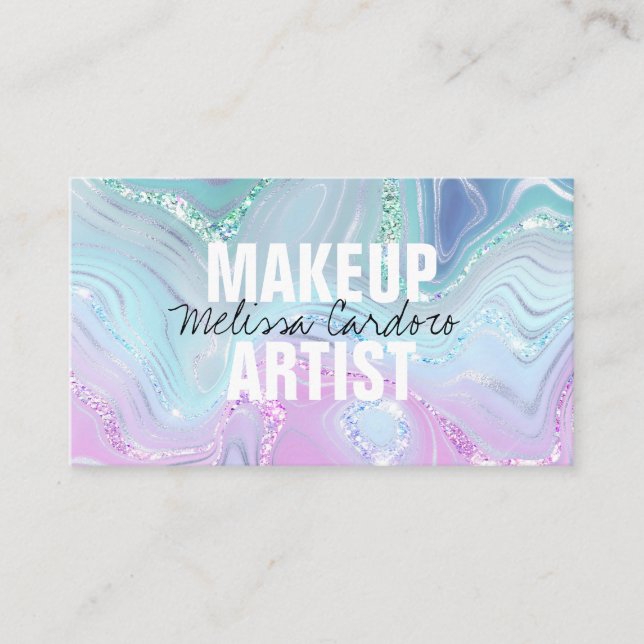 Iridescent Holographic Marble Fashion Visitenkarte (Vorderseite)