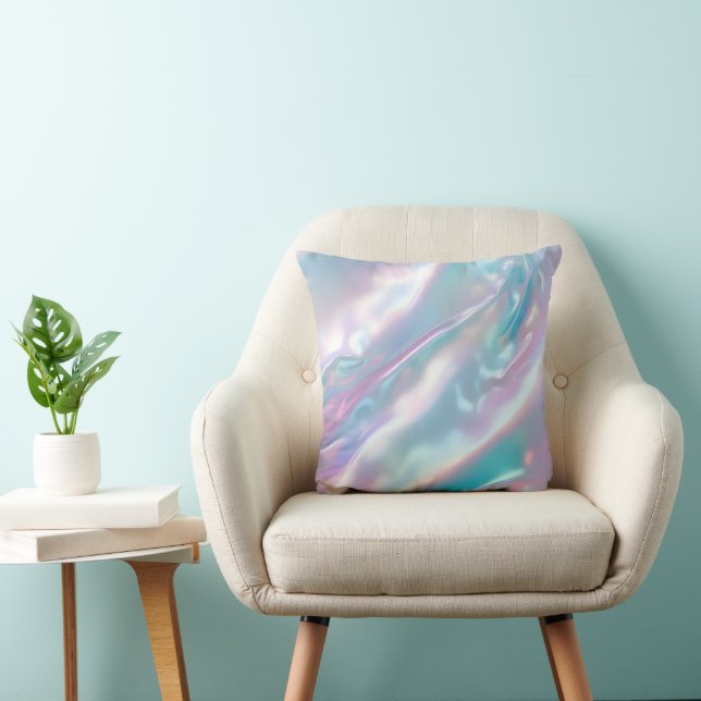 Iridescent Holographic Modern Blue Pink Kissen (Stuhl )