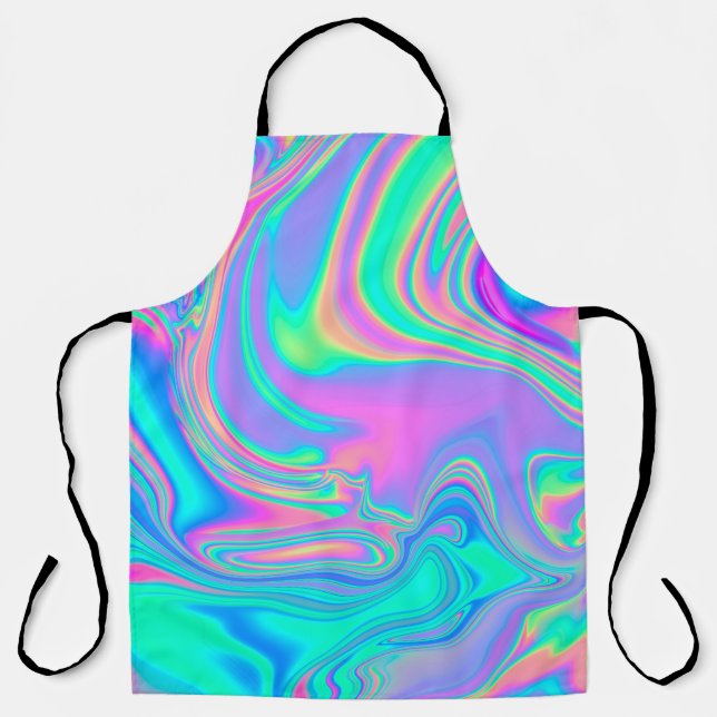Iridescent Holographic: Neon Marbled Texture Schürze (Vorderseite)