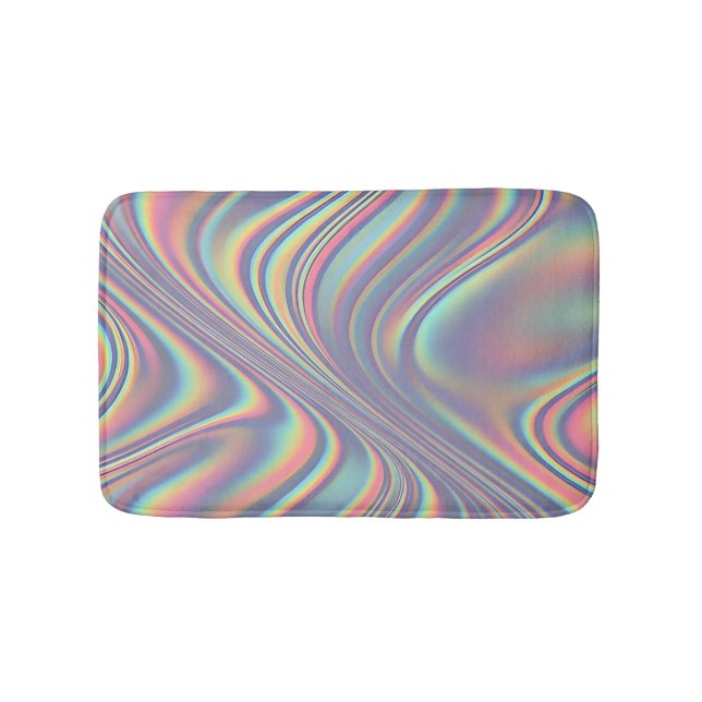 Iridescent Holographic Swirl Texture Badematte (Vorderseite)