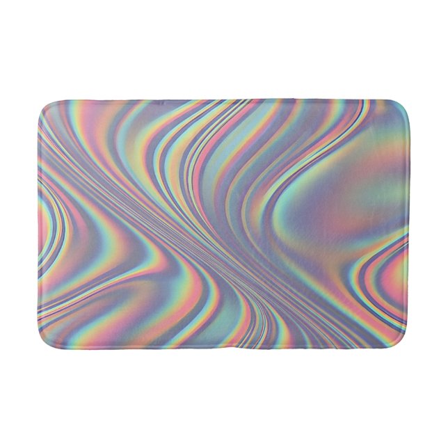 Iridescent Holographic Swirl Texture Badematte (Vorderseite)