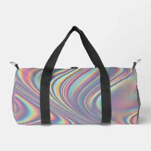 Iridescent Holographic Swirl Texture Duffle Bag