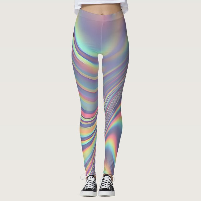 Iridescent Holographic Swirl Texture Leggings (Vorderseite)