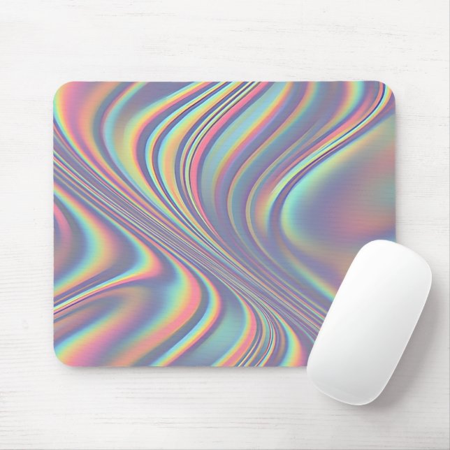 Iridescent Holographic Swirl Texture Mousepad (Mit Mouse)
