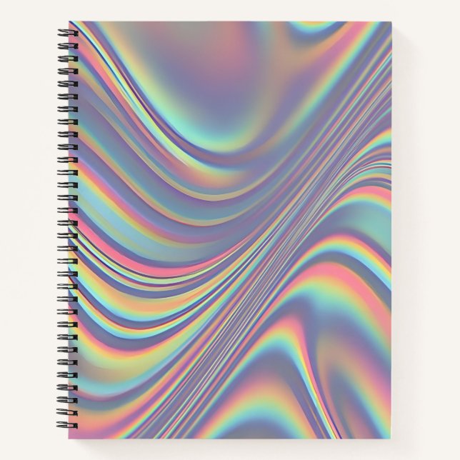 Iridescent Holographic Swirl Texture Notizbuch (Vorderseite)