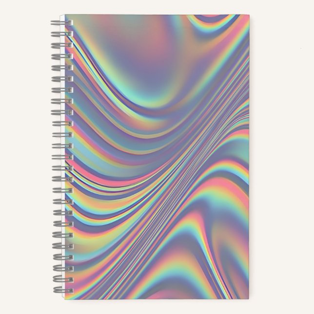 Iridescent Holographic Swirl Texture Notizbuch (Vorderseite)