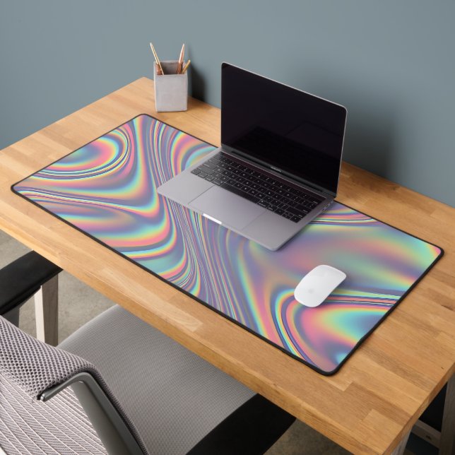 Iridescent Holographic Swirl Texture Schreibtischunterlage (Büro 2)