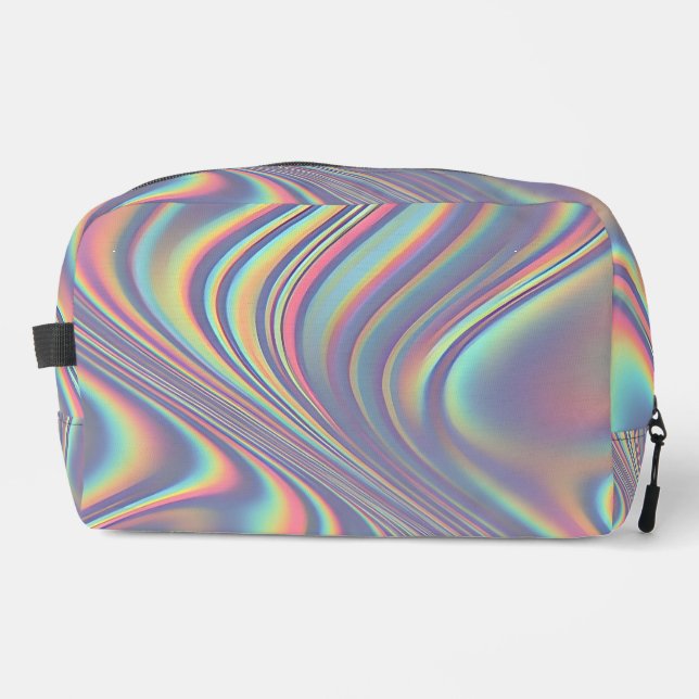 Iridescent Holographic Swirl Texture Waschbeutel (Vorderseite)