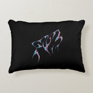 Iridescent Howling Wolf Spirit Animal Dekokissen
