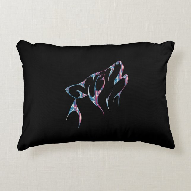 Iridescent Howling Wolf Spirit Animal Dekokissen (Vorderseite)