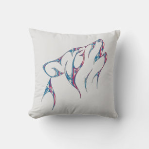 Iridescent Howling Wolf Spirit Animal Kissen