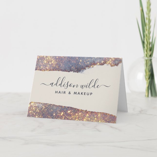Iridescent Lila Gold Glam Glitzer Vielen Dank Karte (Vorderseite)