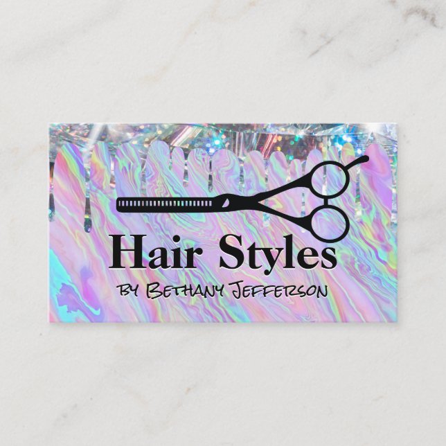 Iridescent Liquid | Shimmer-Tropfen | Scheren Visitenkarte (Vorderseite)