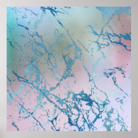 Iridescent Marble | Trendy Holographic Blue Pink