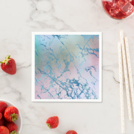 Iridescent Marble | Trendy Imitats Holo Blue Pink Serviette
