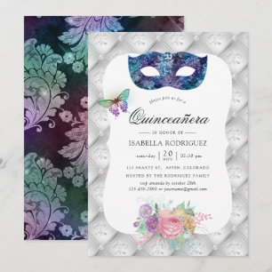 Iridescent Masquerade Quinceañera Einladung