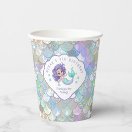 Iridescent Mermaid Scales Clam Muschel V1 ID1144 Pappbecher