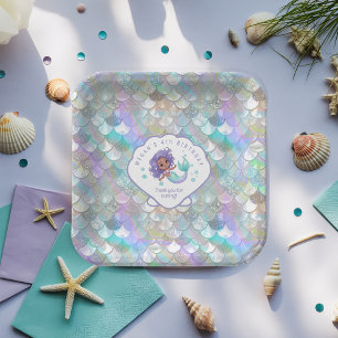 Iridescent Mermaid Scales Clam Muschel V2 ID1144 Pappteller