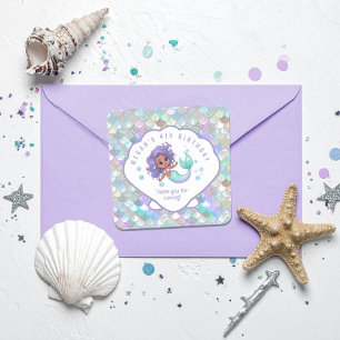 Iridescent Mermaid Scales Clam Muschel V2 ID1144 Quadratischer Aufkleber