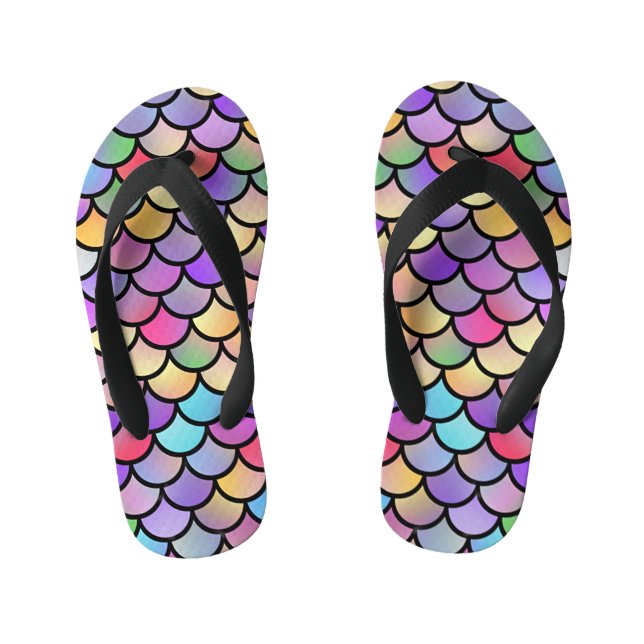 Iridescent Mermaid Scales Kinderbadesandalen (Fußbett)