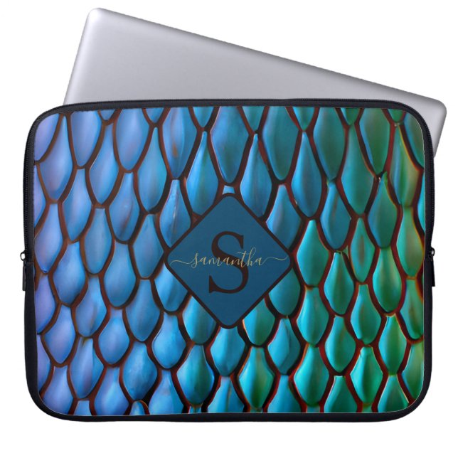 Iridescent Mermaid Schwanzes Dragon Scales Fantasy Laptopschutzhülle (Vorderseite)