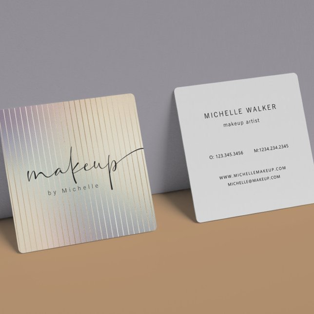 Iridescent Modern Makeup Artist Quadratische Visitenkarte (Von Creator hochgeladen)
