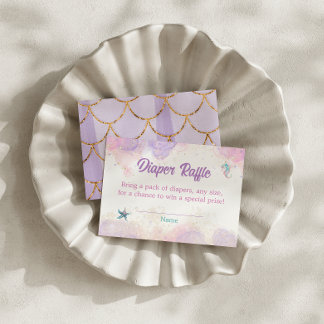 Iridescent Ocean Mermaid Diaper Raffle Girl Begleitkarte
