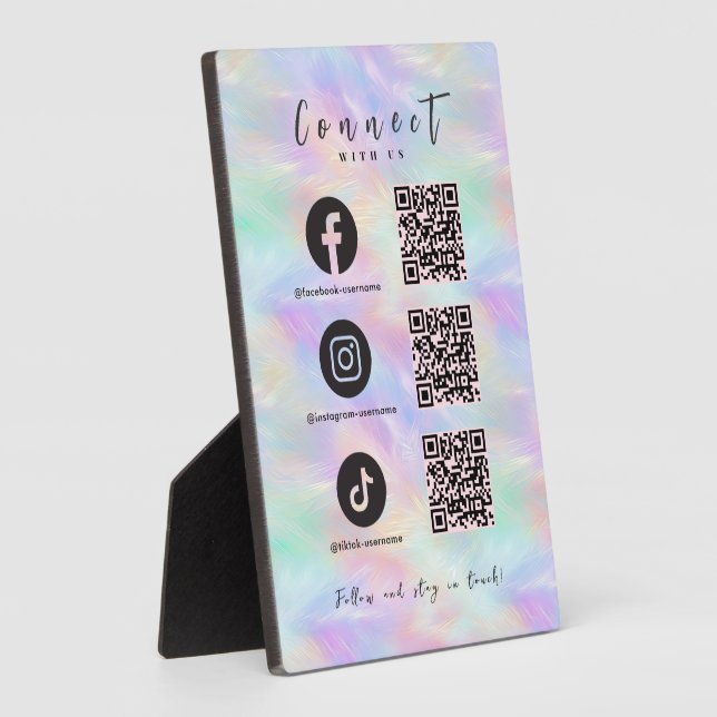 Iridescent Opal Facebook Instagram Tiktok QR Code Fotoplatte (Seite)