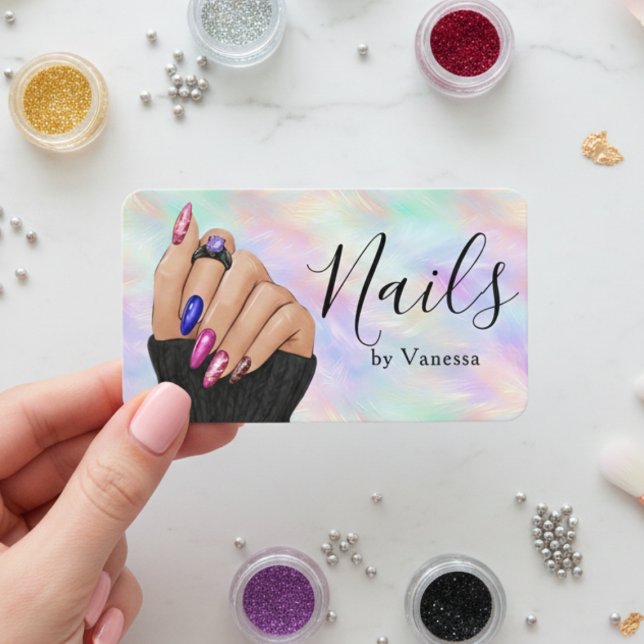Iridescent Opal Manicurist Artist Nail Art Studio Visitenkarte (Von Creator hochgeladen)