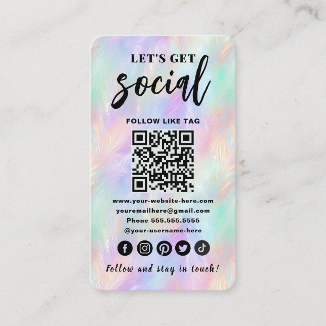Iridescent Opal stilvoller QR Code Verbindung mit  Visitenkarte (Vorderseite)