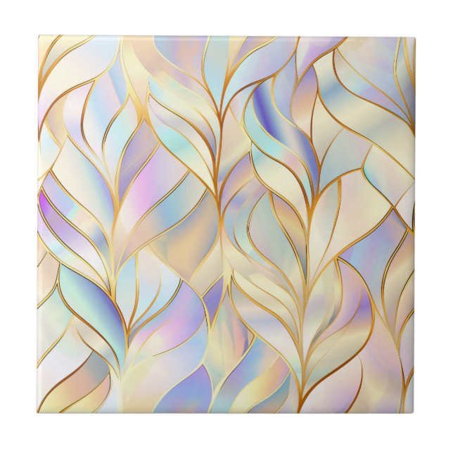 Iridescent Pastel Abstract Ceramic Tile Fliese (Vorderseite)