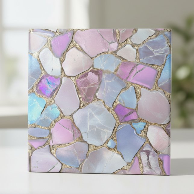 Iridescent Pastel Gemstone Gold Mosaic Fliese (Von Creator hochgeladen)