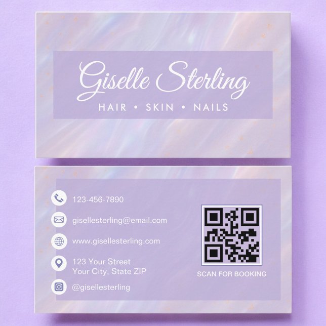 Iridescent Pastel Opal QR Code Holografischer Stei Visitenkarte (Von Creator hochgeladen)