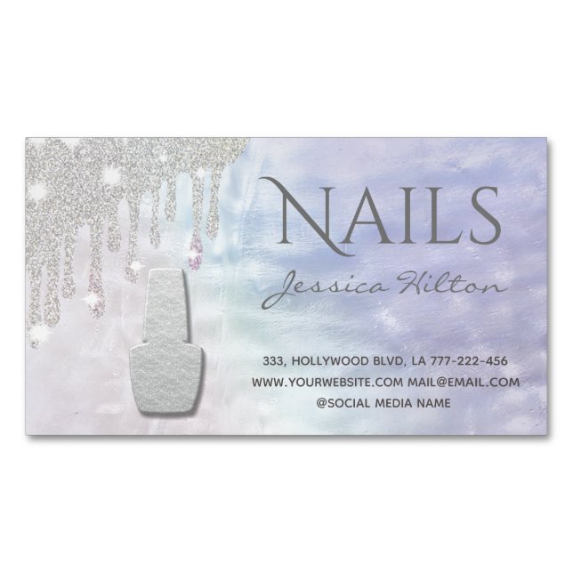 Iridescent Perlglatter Tropfen Nail Salon Magnetische Visitenkarte (Vorderseite)