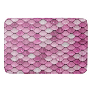 Iridescent Pink Glitzer Shiny Mermaid Fischskala Badematte