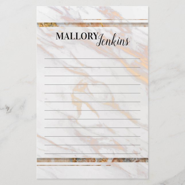 Iridescent Pink Marmor Briefpapier (Vorderseite)