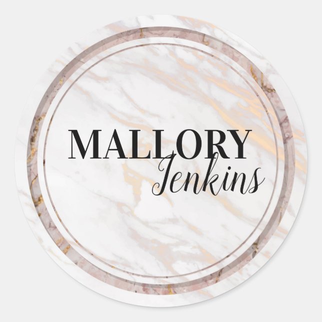 Iridescent Pink Marmor Runder Aufkleber (Vorderseite)