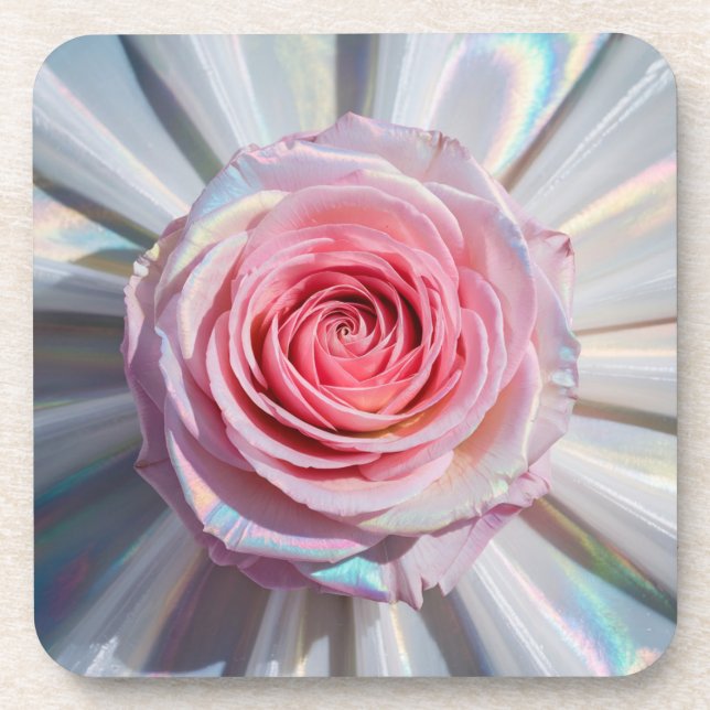 Iridescent Pink Rose Opaleszent Untersetzer Set (Vorderseite)
