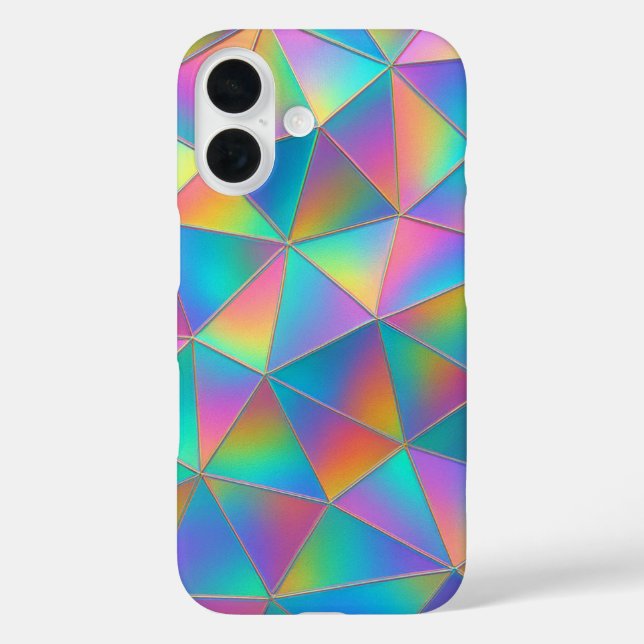 Iridescent Polygon iPhone 16 Hülle (Rückseite)