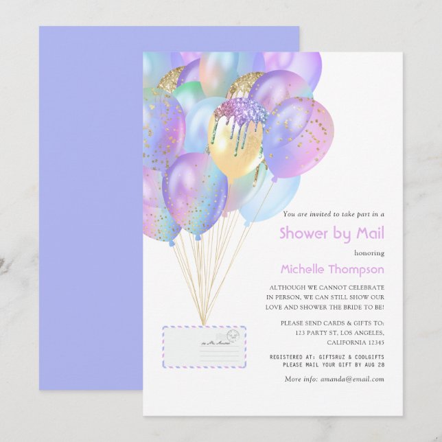 Iridescent Rainbow Baby oder Brautparty per Mail Einladung (Vorne/Hinten)