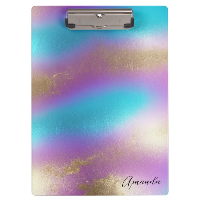 Iridescent Rainbow Glam Klemmbrett (Vorderseite)