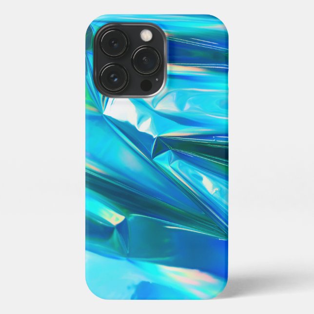 Iridescent Rainbow Metallic Pastel Aqua iPhone 13 Pro Hülle (Rückseite)