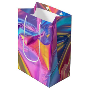 Iridescent Rainbow Metallic Pastel Pink, Aqua Mittlere Geschenktüte